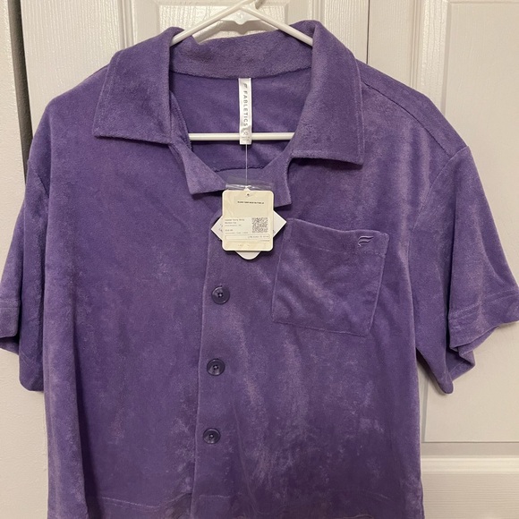 Purple Terry Button-Up Shirt - Picture 1 of 2